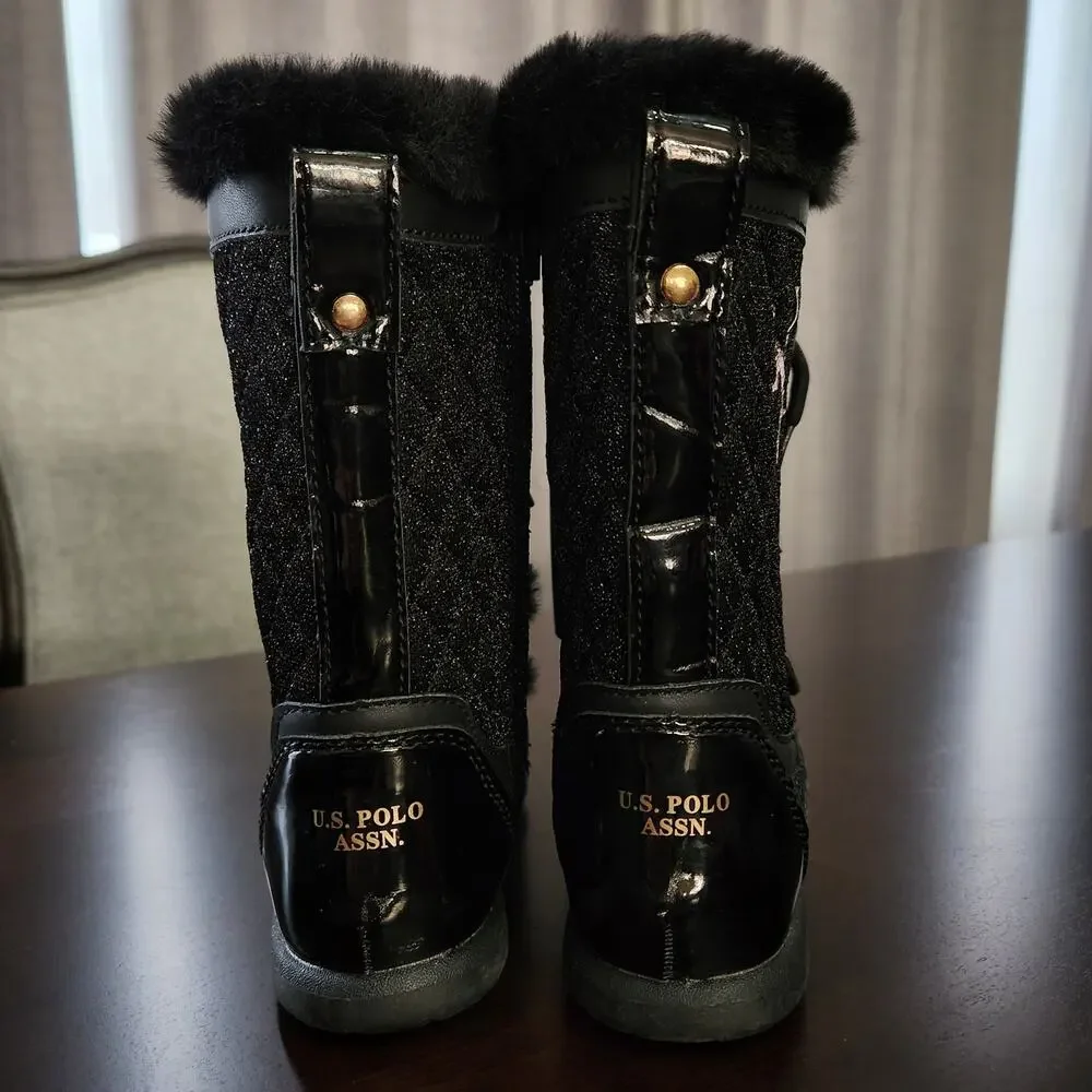 NWT US Polo Assn Black Winter Boots Size 9C